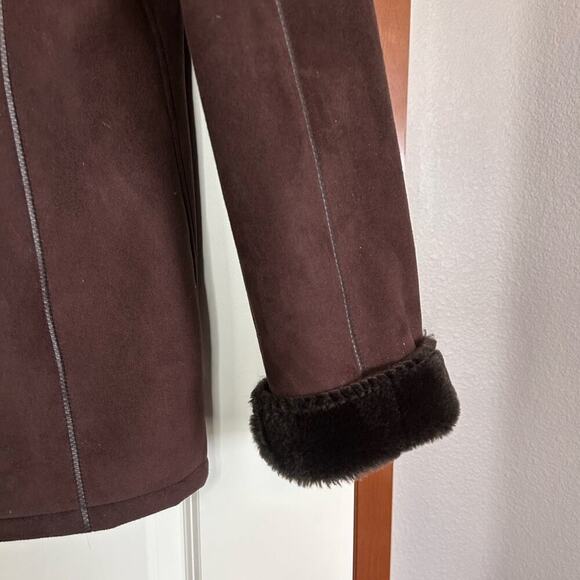 Vintage Marvin Richards Brown Faux Fur Lined Faux Sude Warm Winter coat Jacket M - Picture 5 of 15